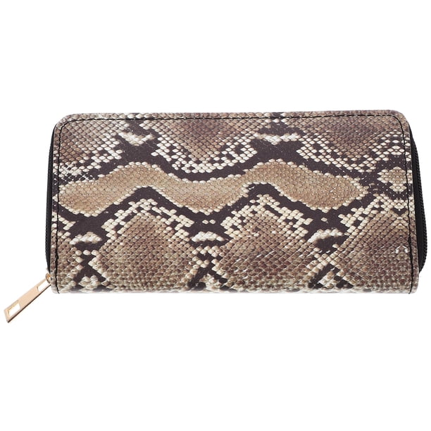 Cartera de mano de piel sintética con estampado de serpiente para mujer, bolso de mano con cremallera, 1 unidad