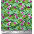 thumbnail image 1 of Soimoi Satin Silk Fabric Floral & Leaves Tropical Print Fabric by The Yard 42 Inch Wide, 1 of 1