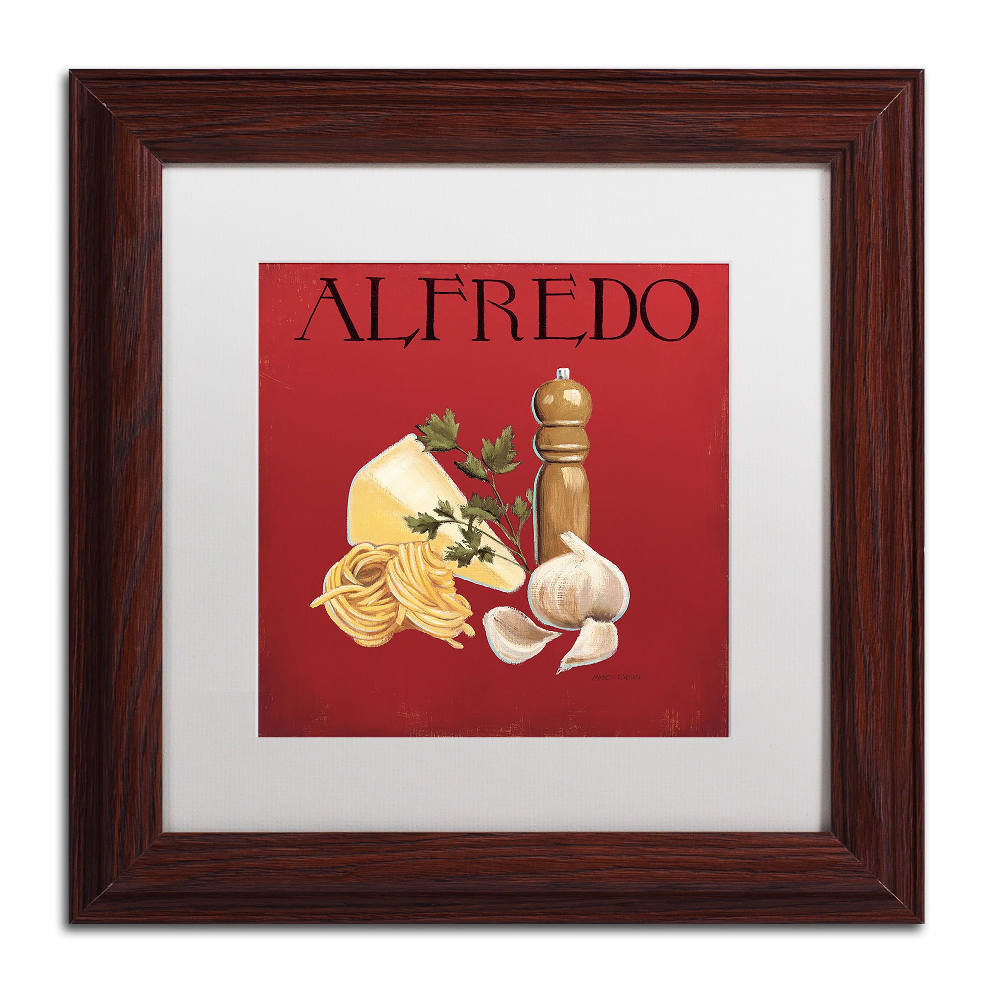 Trademark Fine Art "Italian Cuisine III" Canvas Art by Marco Fabiano White Mat, Wood Frame