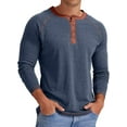 thumbnail image 2 of JWD Mens Henley Long Sleeve T-Shirt Cotton Casual Shirt US VG Navy Blue S, 2 of 6