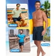 thumbnail image 5 of Mens 2 in 1 Swim Trunks with Compression Liner, Quick Dry Beach Shorts, Bathing Suit with Phone Pocket Navyblue S, 5 of 6