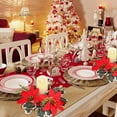 thumbnail image 6 of 9 Inch Red Poinsettia Christmas Candle Wreath - Artificial Flower with Red Berries & Pinecones, Holiday Table Centerpiece for Christmas Dinner Party Decor, 6 of 7