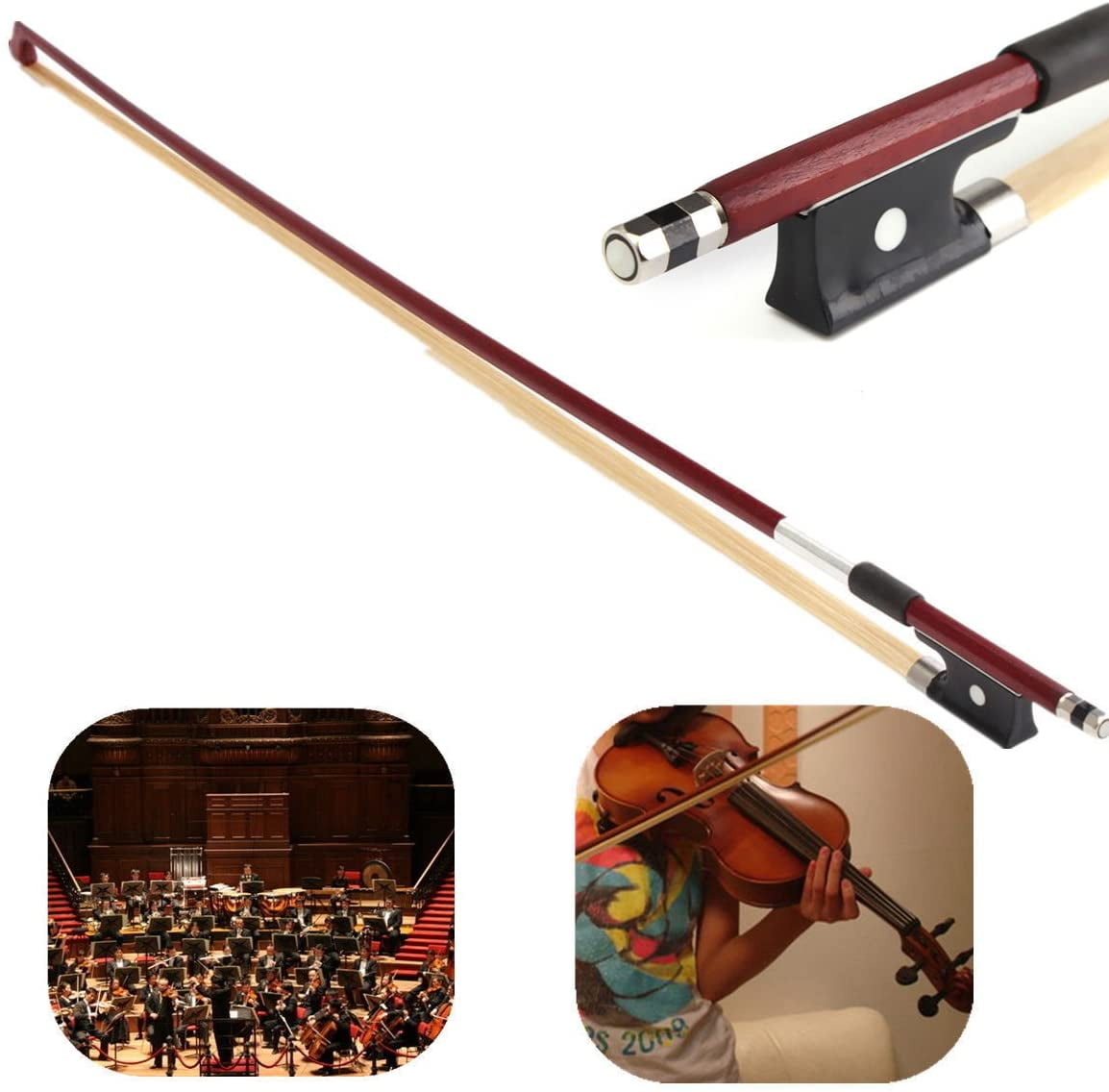 LIEKE Carbon Fiber Violin Bow 1/2 Size Lightweight Fiddle Bow 1/2 size, Coffee 