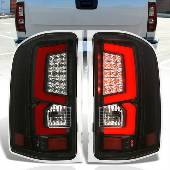 AJP Distributors Smoke Lens Black Housing Red Tube LED Bar Tail Lights Brake Stop Signal Lamps Assembly Set Compatible/Replacement For Chevrolet Chevy Silverado 2007 2008 2009 2010 2011 2012 2013 2014