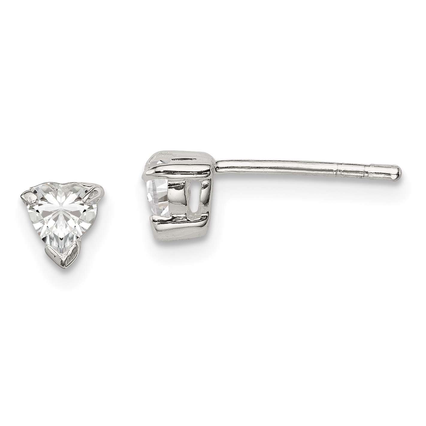 5mm x 5mm Solid 925 Sterling Silver 5mm Round Basket Set Cubic Zirconia CZ Stud Earrings
