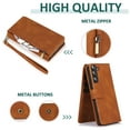 thumbnail image 4 of SaniMore Samsung Galaxy S24 Case (6.1" 2024) with Zipper Wallet & Wrist Strap & Magnetic Closure Card Slots Kickstand Slim Full-around Protective Business Cover for Samsung Galaxy S24, Brown, 4 of 15