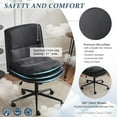 thumbnail image 4 of YEXJ Cloud Criss Cross Legged Chair,18" High Back Armless Home Office Desk Chair with Wheels,Wide Adjustable Comfy Padded Seat Task Computer Chair,Modern Swivel Makeup Vanity Chair,Microfiber,Black, 4 of 10