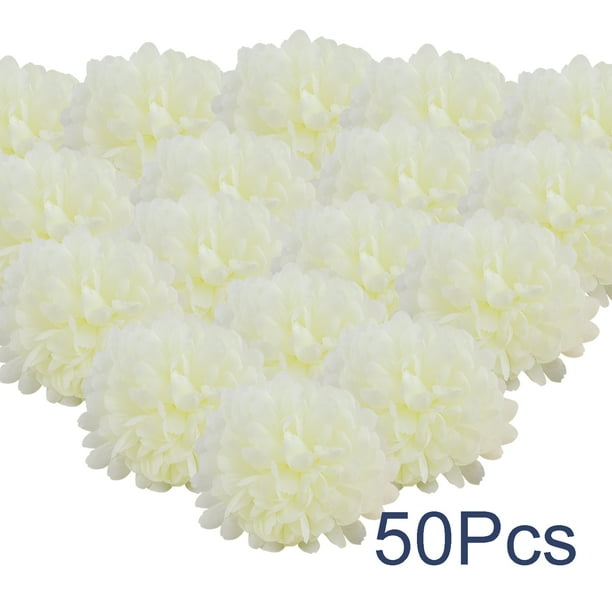 Cabezas de flores artificiales Sincero Caléndula 50 piezas Color crema 10 cm