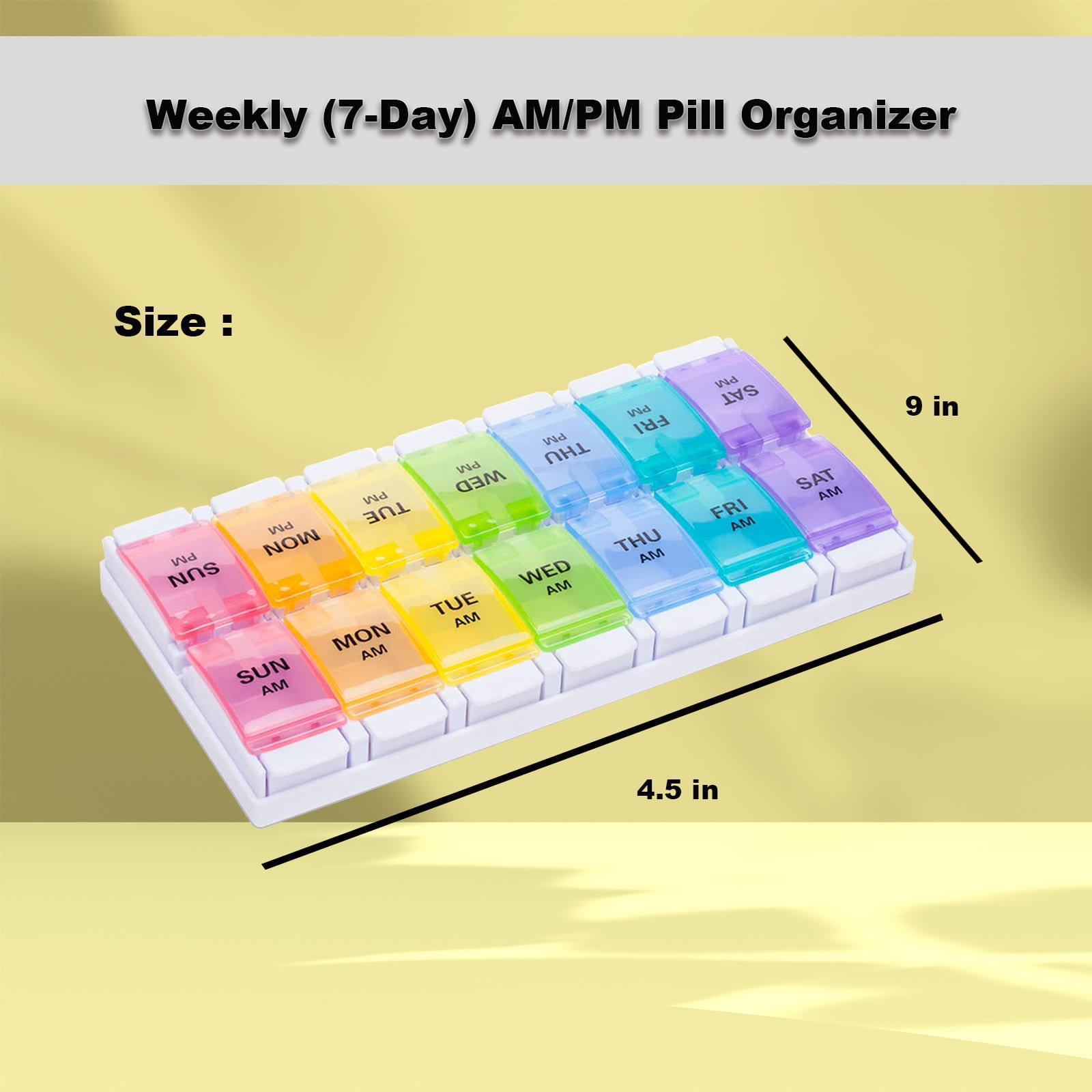 Maxpert AM/PM (7 Day) Weekly Push-Button Pill Organizer, Rainbow - Maxpert  Medical