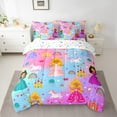 thumbnail image 2 of Castle Fairy Black Girl Princess 7-Piece Twin Bedding Sets,Unicorn Rainbow Castle Bedding Comforter Set,Cartoon Animal Breathable Sheet Sets,Microfiber Cute Bedroom Decor,Reversible, 2 of 8