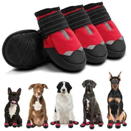 

Dog Shoes for Hot Pavement Reflective Waterproof Dog Boots Outdoor Dog Booties for Medium and Large Dogs 4PCS