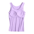 thumbnail image 5 of Delconic Womens Built in Bra Tank Top Padded Camisole Sleeveless Scoop Neck Base Layer Cami Innerwear Stretch Vest Shirt Purple S, 5 of 6