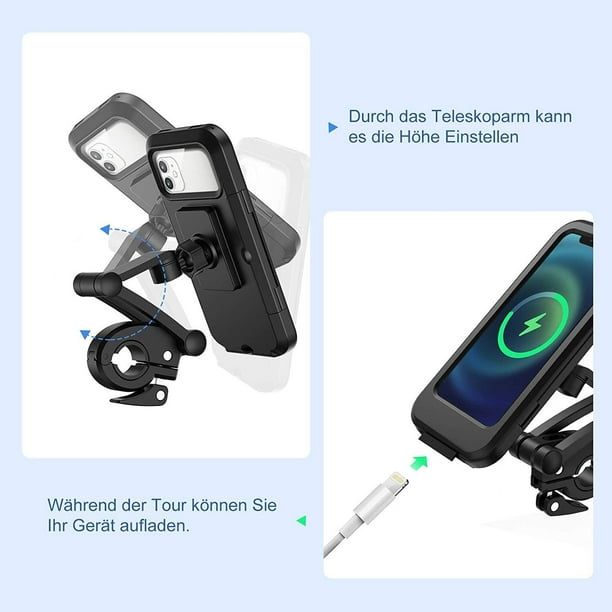 Support de téléphone portable pour vélo, support de smartphone étanche avec  écran tactile, rotatif à 360°, jusqu'à 6,7 pouces, noir 