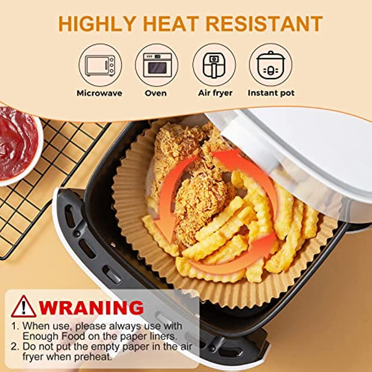 GOAUS Air Fryer 100 Pcs Round Paper Liners Disposable [Extra Large] for 8  Qt or Above Basket, 9 inch Unbleached Non-stick Parchment Paper - Yahoo  Shopping