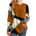 thumbnail image 1 of IROINID Liquidation Hauts pour Femmes Grande Taille Détente Col Rond Manches Longues Chemise Ample Imprimée Blouse Hauts, Orange, 1 of 9
