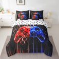 thumbnail image 2 of Erosebridal Neon Red Blue Gamepad Bedding Sets Twin Size, Gradient Lines Comforter Sets with Sheets, Gamer Room Decorative, Reversible 7-Piece, 2 of 6