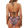 thumbnail image 6 of Chririnla Tropical Hibiscus & Dragonfly Print Halter Neck Bikini Set - Sexy Tie Side Two Piece Swimsuit for Beach Vacation & Pool Party, XS-2XL, 6 of 9