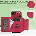 thumbnail image 2 of Case for iPhone SE 2022, PU Leather 3 Card Slots with Finger Ring Holder Shockproof Phone Case, 2 of 15