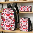thumbnail image 1 of Ensemble de Sacs Roses à Thème Romantique avec Cœurs, Cupcakes et Rouges à Lèvres Imprimés; Idéal pour un Usage Quotidien, Voyage Ou Magasinage; et Design Élégant., 1 of 5
