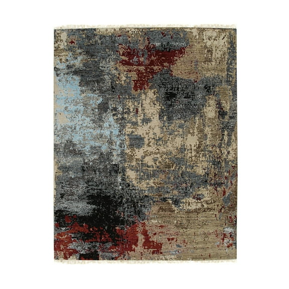 EORC GRAY Hand Knotted Wool Contemporary Galaxy Rug, 8' x 10'2