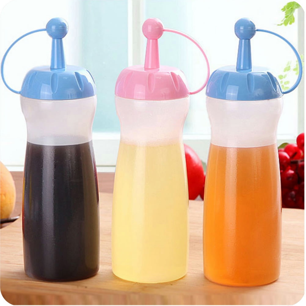 Frcolor 2pcs Reusable Plastic Squeeze Bottle Portable Condiment Dispenser Salad Sauce Ketchup 2117