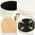 thumbnail image 4 of Velvet Round Storage Ottoman, Modern Foot Stool Vanity Stool with Metal Legs & Tray Top Coffee Table, Ottoman with Storage for Living Room Bedroom (Beige), 4 of 7