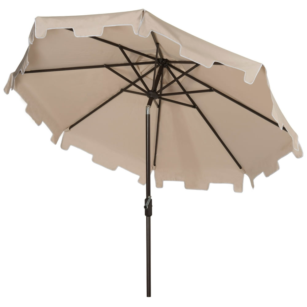 Safavieh Zimmerman 9' Market Crank UV Resistant Patio Umbrella, Beige