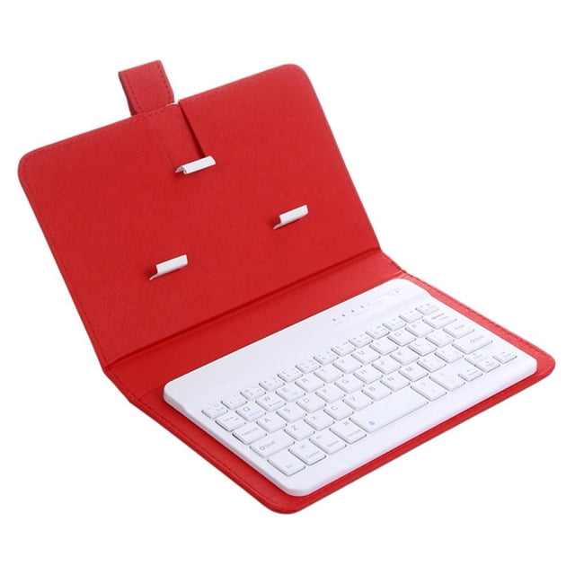 LEEYNEER Portable Wireless Bluetooth-compatible Keyboard with Faux Leather Case for iPhone Phone