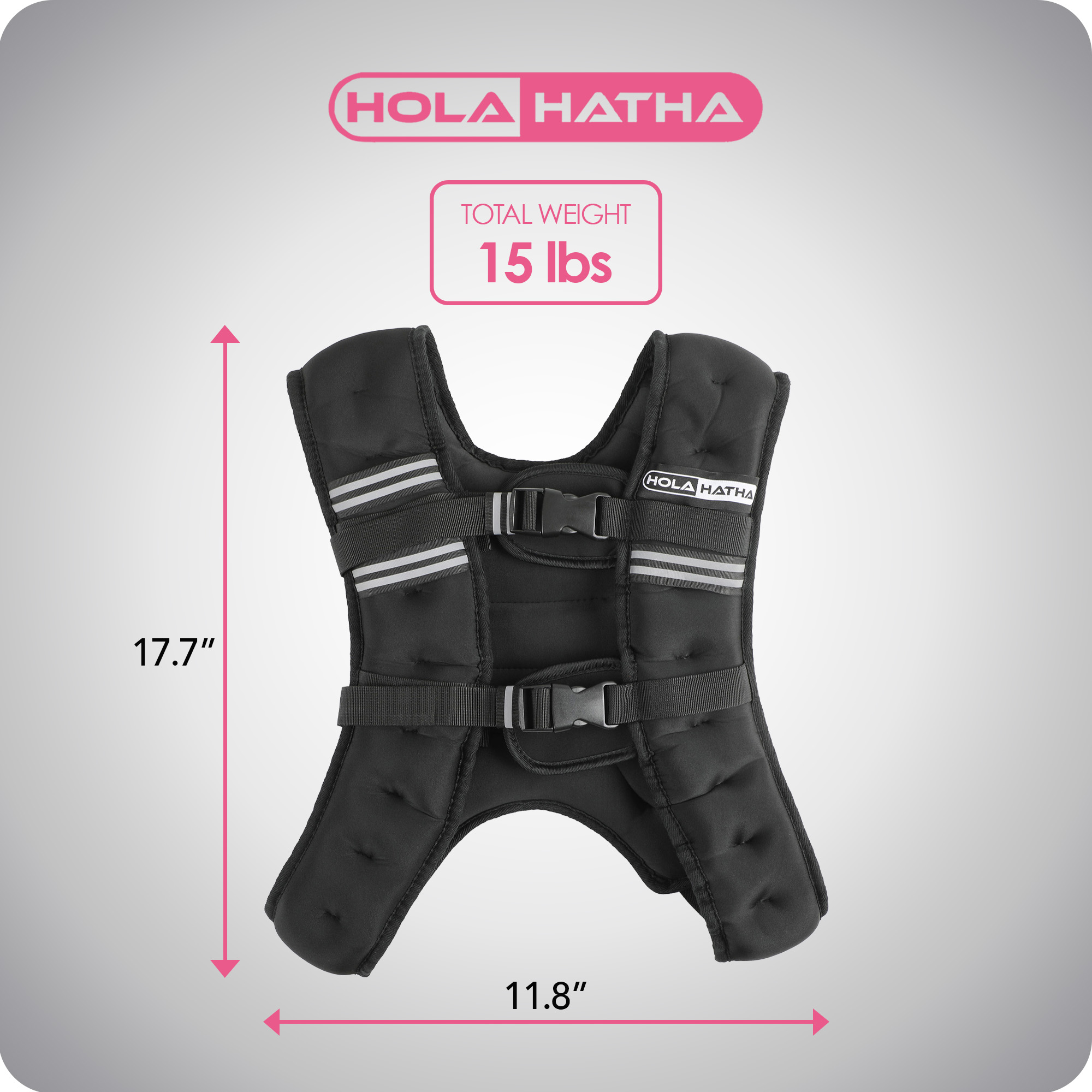 HolaHatha Weighted Vest for Running w/ Reflective Stripes & Elastic Straps