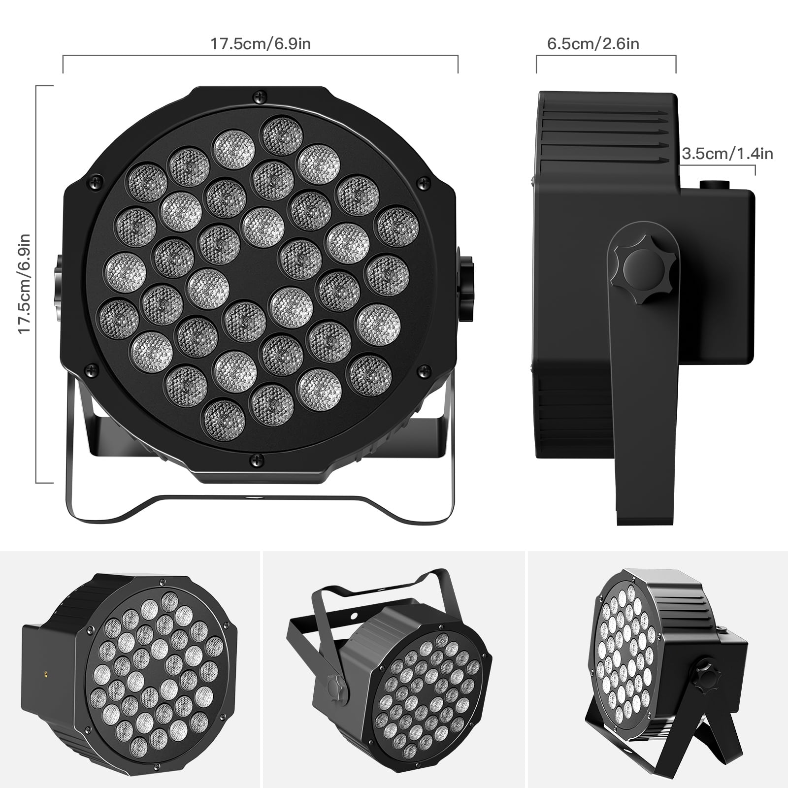 4 Pack Par Lights with Bag, 36 LED Round Stage Lights Sound Activated Party Lights, RGB Uplighting Lights with Remote Control Stage Lighting for DJ Club KTV Disco