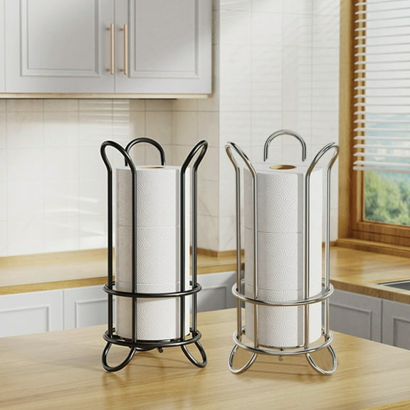 SSZMDLB under $5 Paper Towel Holder for Bathroom Kitchen, Toilet Paper Holder Tissue Organizer, Freestanding Storage Rack with Raised Feet for Countertop Desktop Space Saving Bathroom Accessory