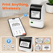 Phomemo M100 Label Maker with 100 Labels,Thermal Bluetooth Label Printer,No Ink 2 inch Barcode Printer with App Control, for Small Business, Clothing Tags,Round Gift Stickers(White)