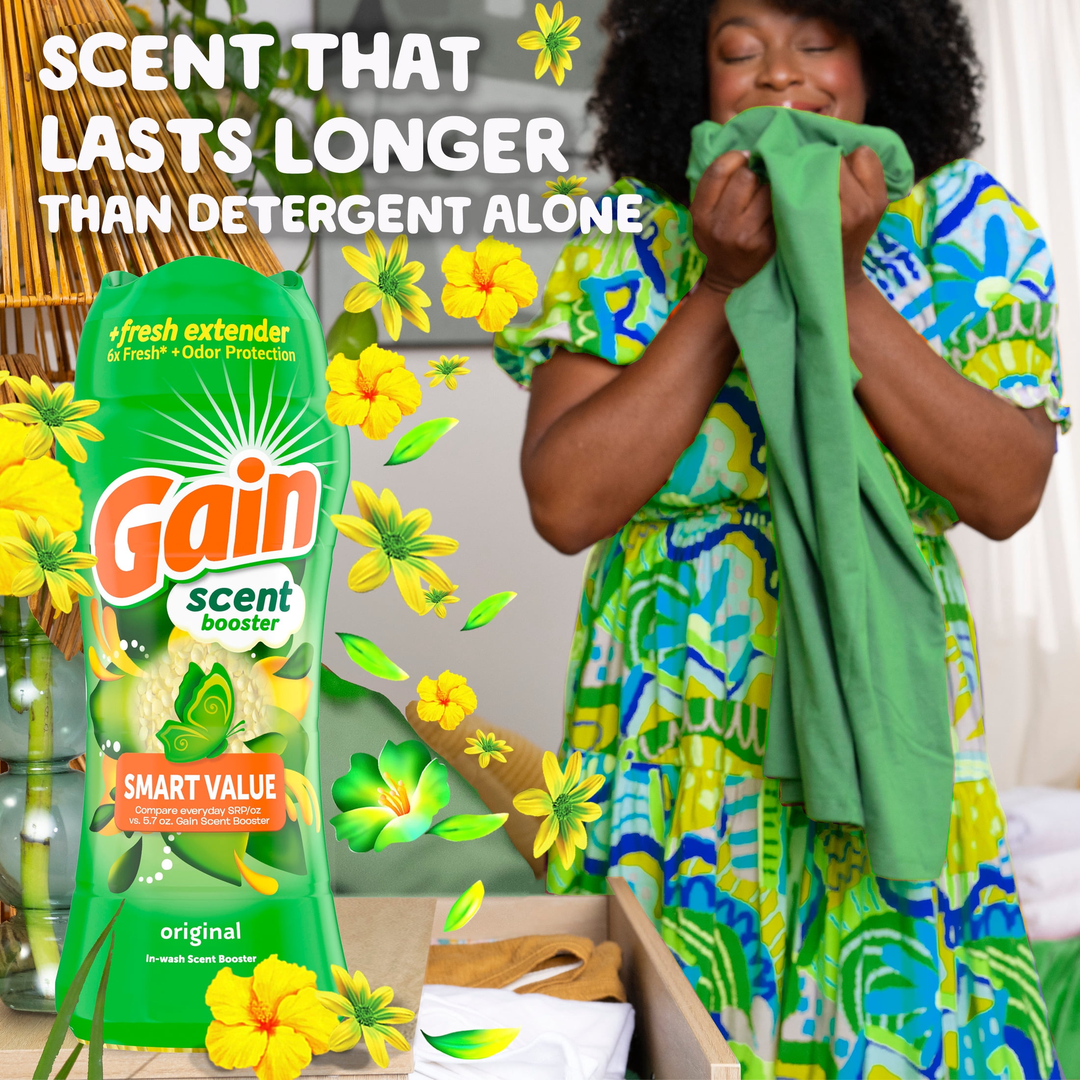 (4 pack) Gain Laundry Scent Beads, Fireworks In-Wash Scent Booster, Original Scent, 13.2oz