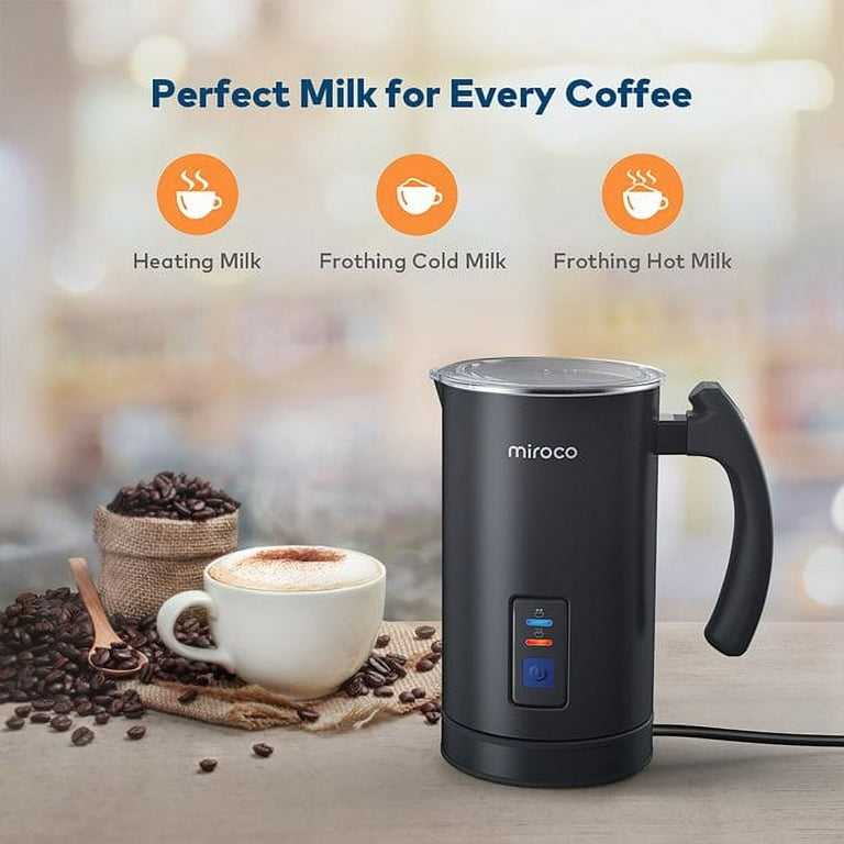 Miroco Milk Frother, Automatic Hot and Cold Electric Milk Steamer Foam Maker 8oz for Coffee, Latte, Cappuccino, Black, Size: 3.94 x 3.94 x 7.52