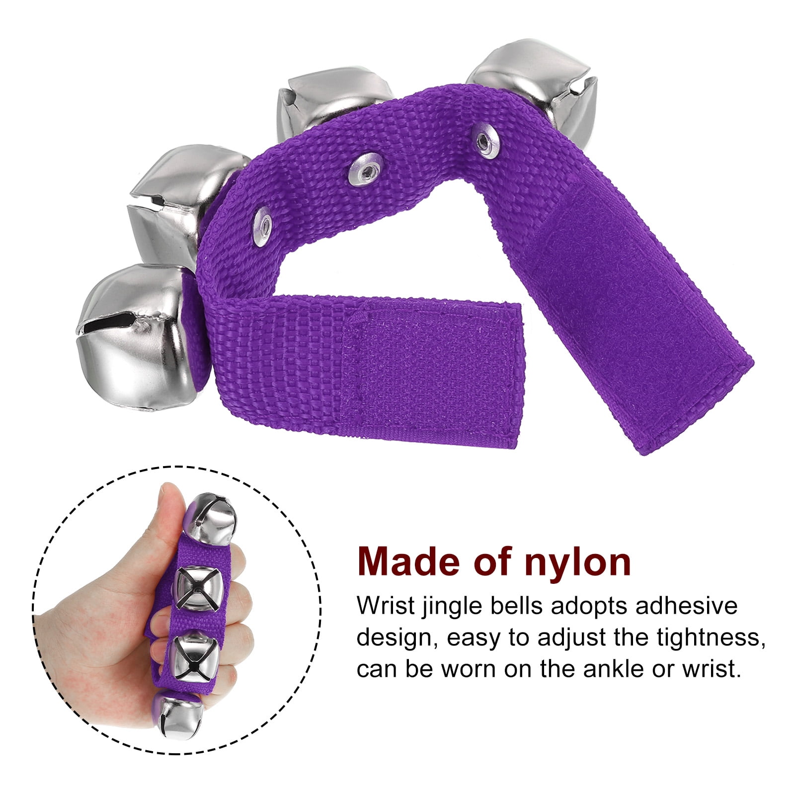 12pcs Wrist Bells, Jingle Bells Ankle Bells Percussion Instruments Musical Rhythm for Party Christmas, Purple