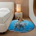 thumbnail image 3 of Funny Elephants Diving Round Living Room Rugs 3.3 ft, Seafloor Corals Fish Oceans Modern Washable Area Rug with Non-Slip Sturdy Edge Binding Round Front Door Mat Floor Carpet for Entryway, 3 of 9