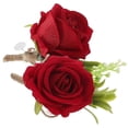 thumbnail image 3 of Red Wedding Boutonniere Rose Corsages for Groom and Bride 2Pcs Pack, 3 of 5