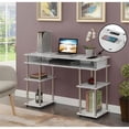 thumbnail image 2 of Pemberly Row Student Desk with Charging Station White Faux Marble Wood, 2 of 7