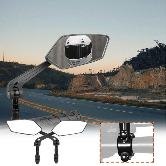Bike Mirror Handlebar Mount, 360° Rotatable & Foldable, Ebike Mirrors, Blu-ray Scratch Resistant Glass Lens, Bicycle Mirrors for Handlebars, Bike Mirrors for Ebike, Bike Rear View Mirror