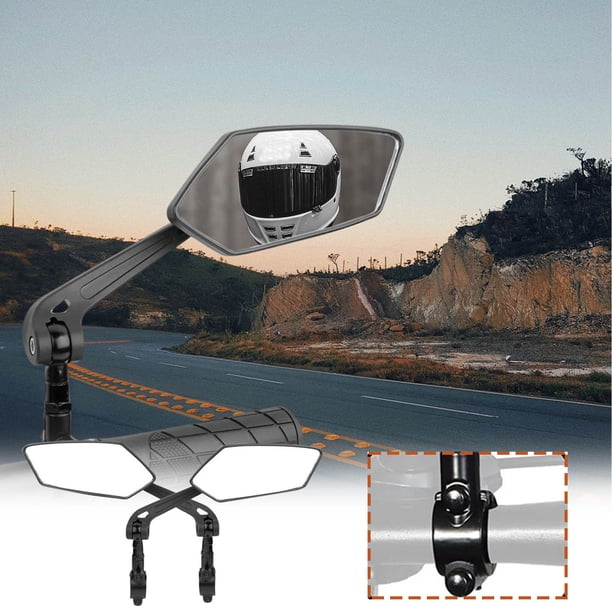 Fiudx Espejo Retrovisor para Bicicleta, Giratorio 360°, Lente de Cristal Resistente a Arañazos, Fácil de Instalar En El Manillar, Ideal para Carretera, Montaña y Ciudad, Mejora La Seguridad Del Cicli