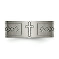 thumbnail image 4 of Titanium Christian Ring for Men with Cross and Ichthys Fish Symbol, Brushed Religious Band, Spiritual Faith Jewelry, Modern Style Wedding or Baptism Accessory, 4 of 8