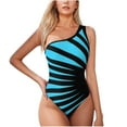 thumbnail image 2 of Nuoqisi Swimsuit Women's One-Piece Swimsuit Black and White Striped Beachwear One Shoulder Bikini Set Beach 2026, 2 of 7