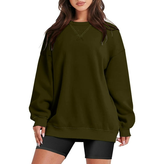 Puliio T Shirts For Women Oversized Long Sleeve Solid Color Basic Crewneck T-Shirts Ladies Comfory Casual Blouses Lightweight Tee Pullovers