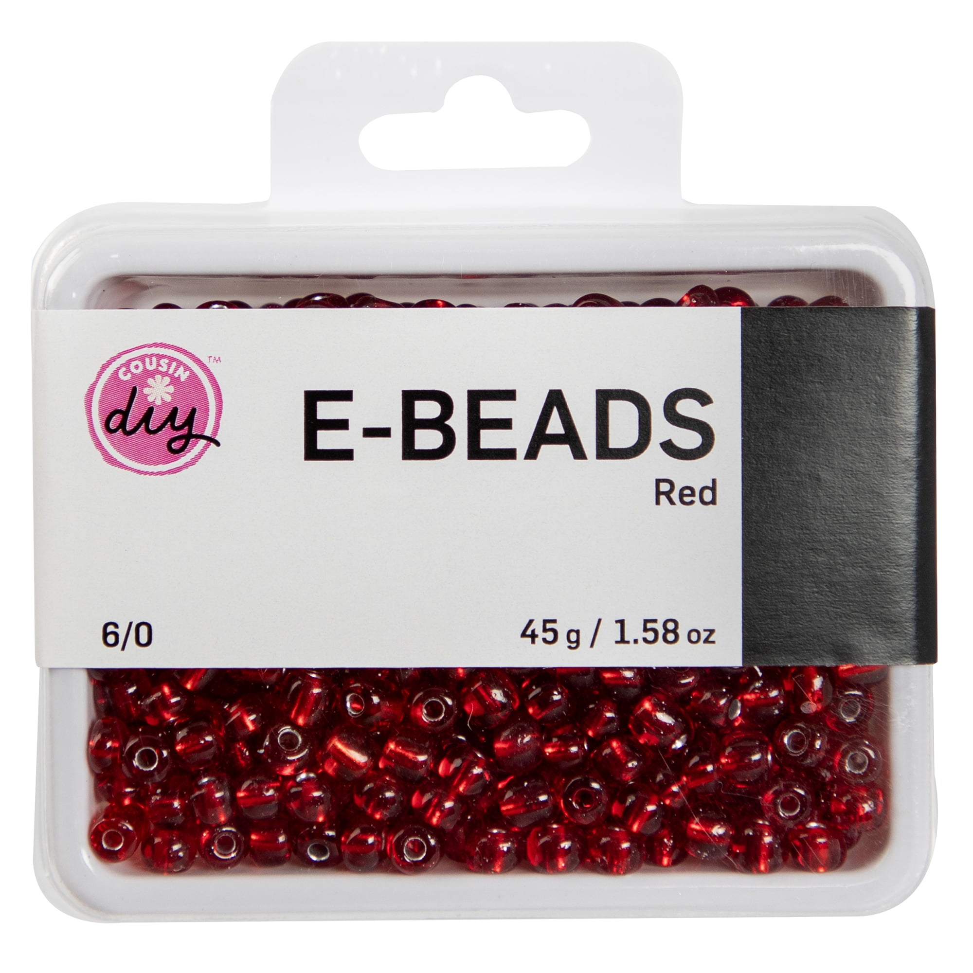 CousinDIY Mini Red E-Bead Pack – Solid Red Seed Beads for Jewelry Making, Bracelet Crafts, Beading Projects & DIY Creations