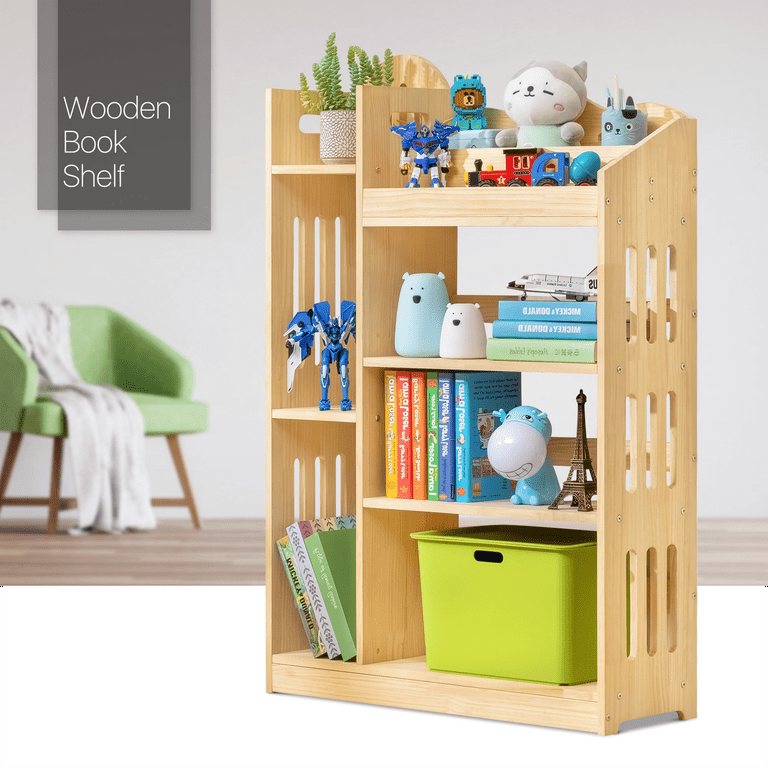 MoNiBloom Wood Standard Bookshelf, Open Bookcase, Books Toys Storage  Shelving Stand Rack for Home