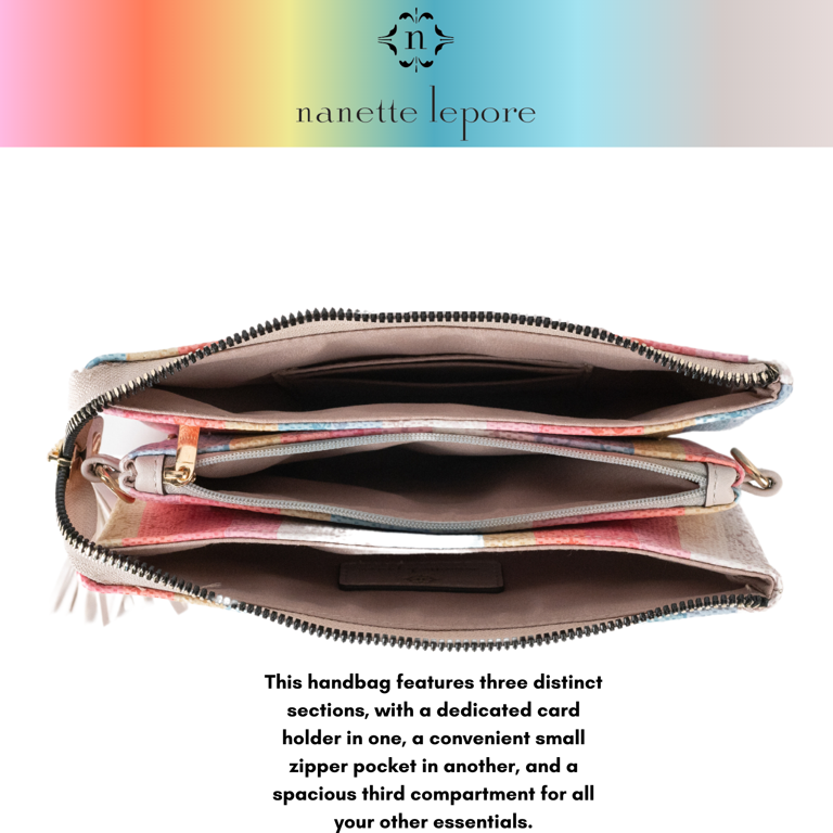Nanette Lepore Pink Brown Vegan Leather Shoulder Bag