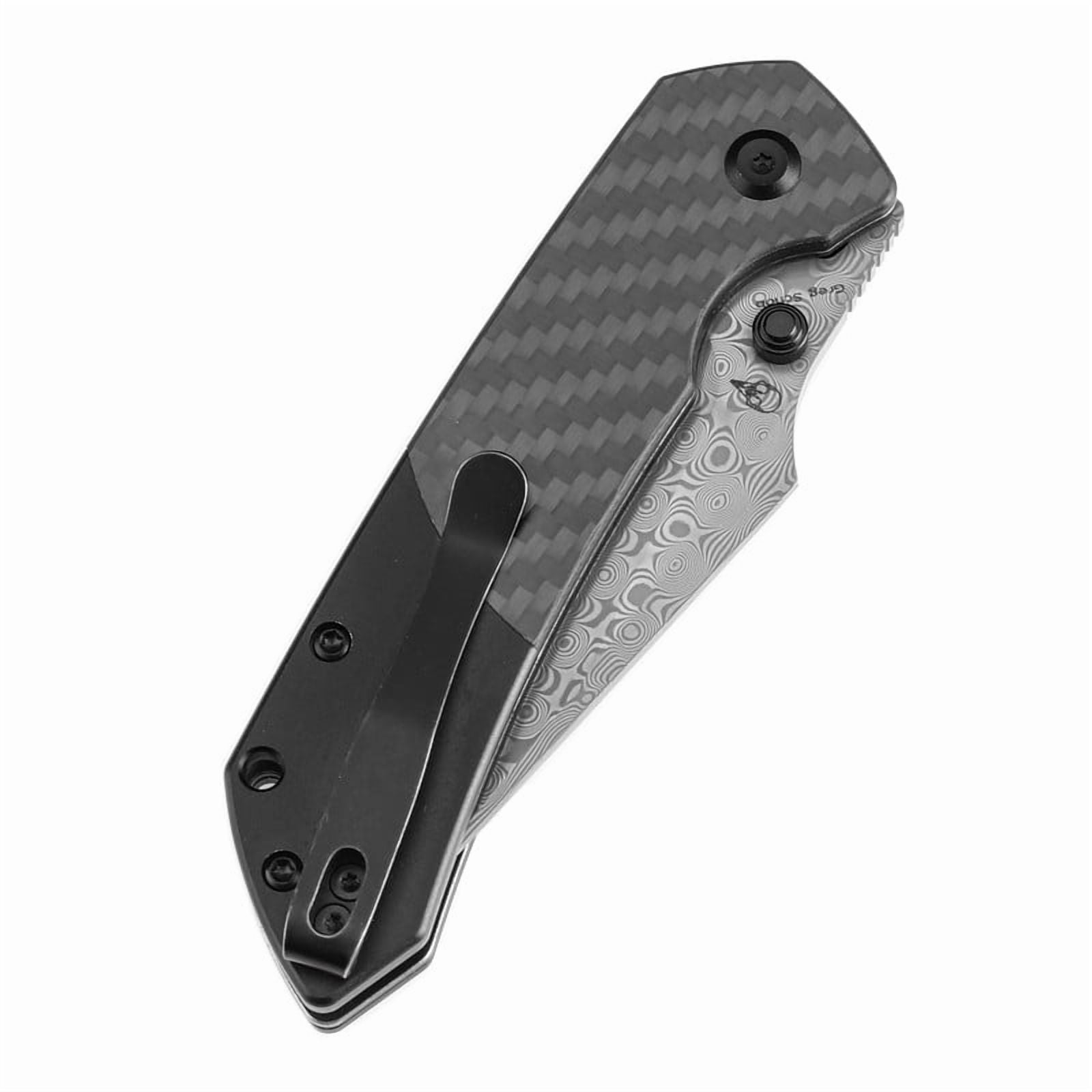Kansept Fenrir Folding Pocket Knife 3.45''Damascus Blade,Carbon Fiber With Aluminum Handle,K1034S6