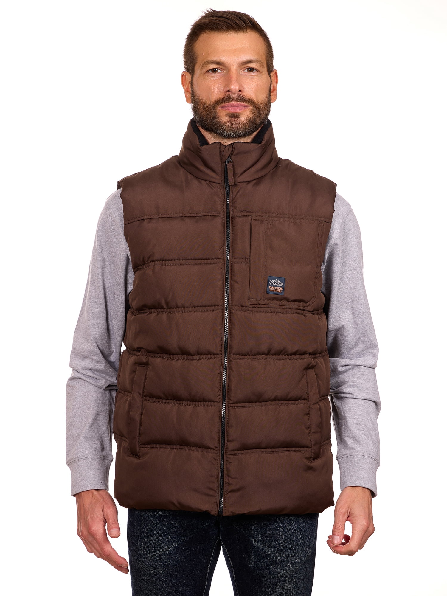 Bass Creek Outfitters Men's Double Needle Quilted Puffer Vest, Sizes M-XXL