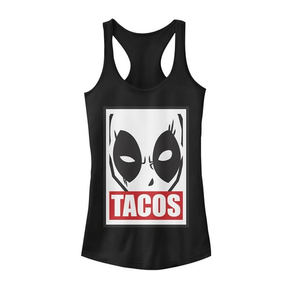 Junior's Marvel Deadpool Tacos  Racerback Tank Top Black Medium