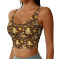 thumbnail image 2 of Gukieu Autumn With Pumpkin Harvest Print Women's Sports Vest, Low-neck U-shaped Removable Pad Sports Bra for Yoga, Exercise, Dance-X-Large, 2 of 8
